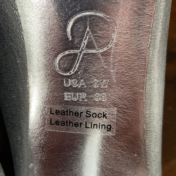 Silver open toe Adrianna Papell pumps with lace - Picture 6 of 7